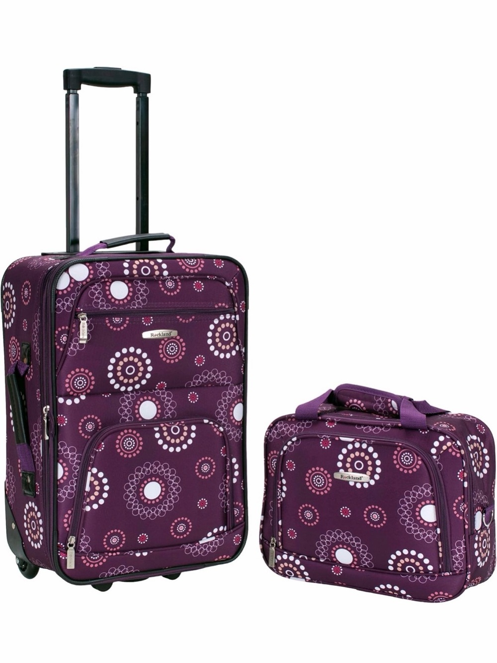 PurplePearl 2PCs(14/19)RocklandFashion Softside UprightLuggage🧳Set Expandable